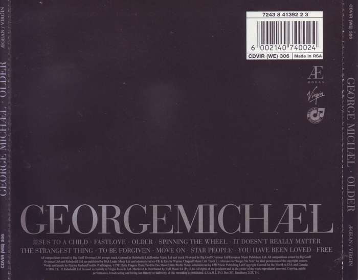 GEORGE MICHAEL - Older (CD)  CDVIR (WE) 306 EX