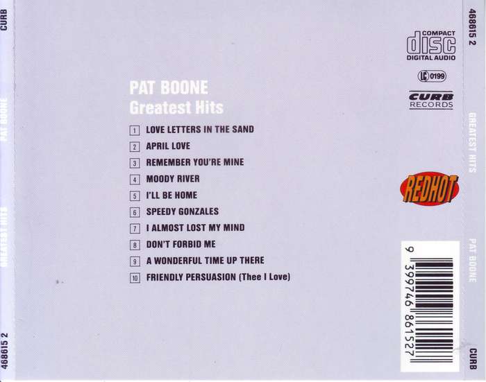 PAT BOONE - Greatest hits (CD) 468615 2 VG+