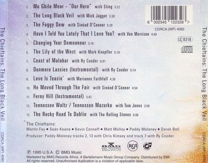 THE CHIEFTAINS - The long black veil (CD) CDRCA (WF) 4092  EX