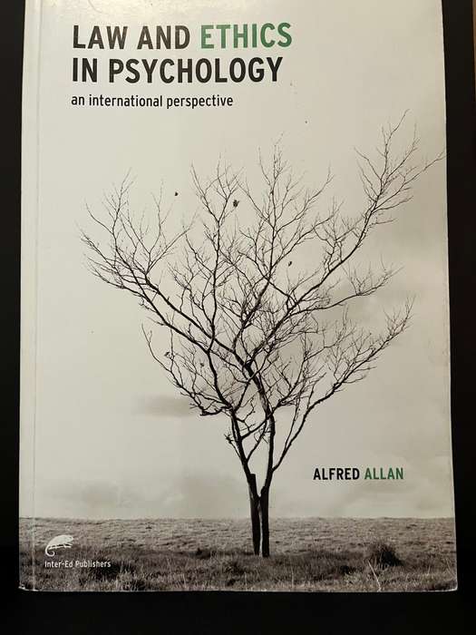 Law and Ethics in Psychology: An international perspective by Allan