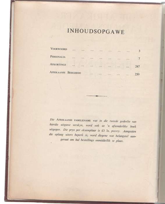 DIE AFRIKANER FAMILIENAAMBOEK EN PERSONALIA 1955 - J H REDELINGHUYS
