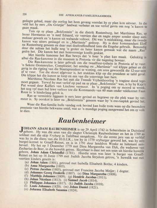 DIE AFRIKANER FAMILIENAAMBOEK EN PERSONALIA 1955 - J H REDELINGHUYS