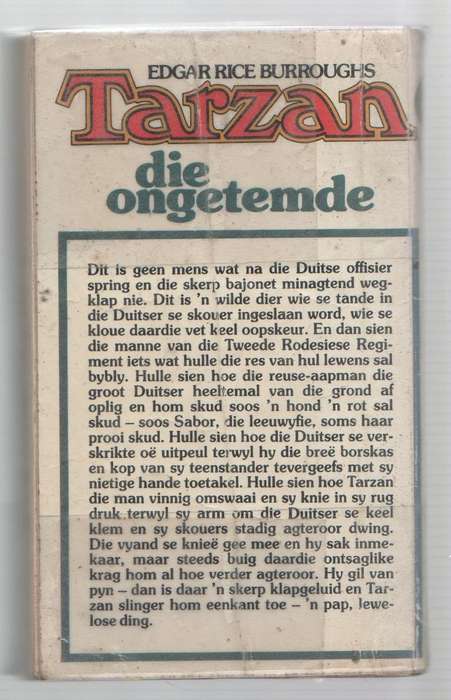 TARZAN DIE ONGETEMDE - EDGAR RICE BURROUGHS (1 STE UITGAWE 1984 IN AFRIKAANS)