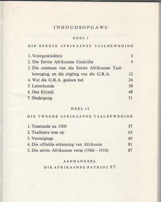 DIE AFRIKAANSE TAALBEWEGING - A G S MEIRING (OUD)