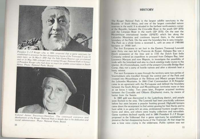 KRUGER NATIONAL PARK , QUESTIONS AND ANSWERS - P F FOURIE  (1989)