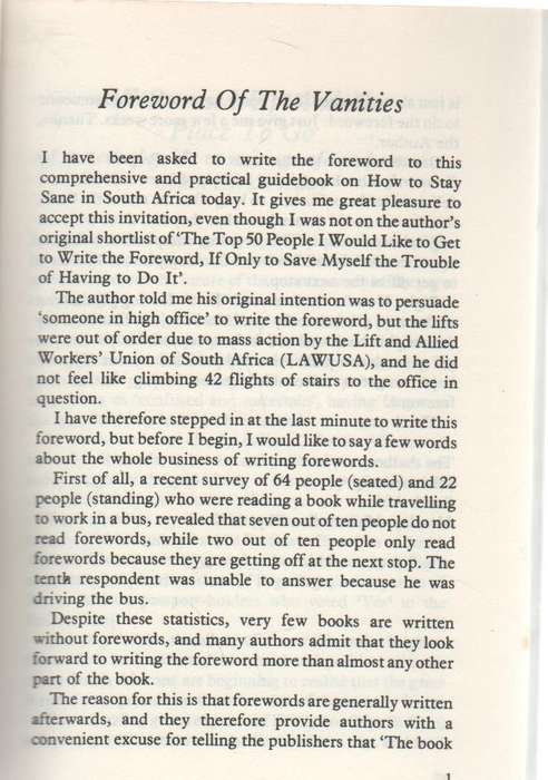 BRAAIVLEIS OF THE VANITIES , HOW TO STAY SANE IN SOUTH AFRICA - GUS SILBER (1993)