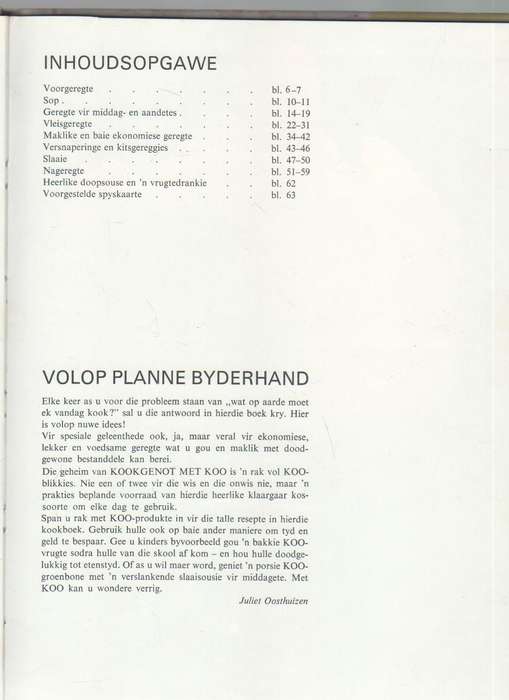 KOOKGENOT MET KOO - UITGEGEE DEUR LANGEBERG-KOOPERASIE (1971)