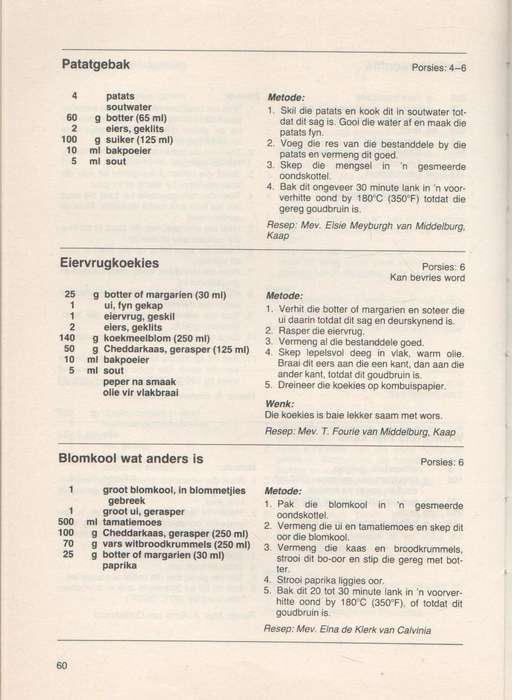 VROUERUBRIEK-RESEPTEBOEK, 'N KEUR VAN LUISTERAARSRESEPTE - J P VAN DER WALT (3 DE DRUK 1990)