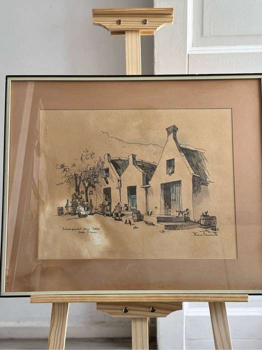 Philip Bawcombe Print Schoongezicht Wine Cellars signed 50cm x 60cn with Frame