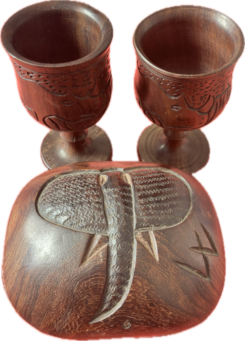 Hard Wood set 2 Chalice and Container