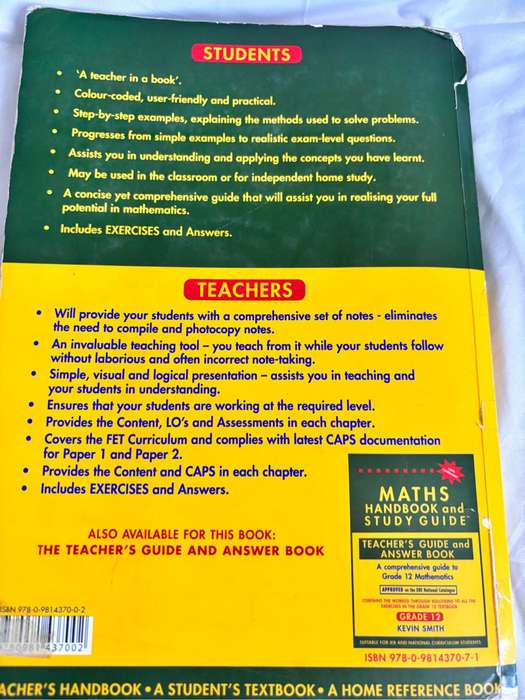 Maths Handbook and Study Guide Grade 12 by Kevin Smith Comprehensive Caps  Compliant