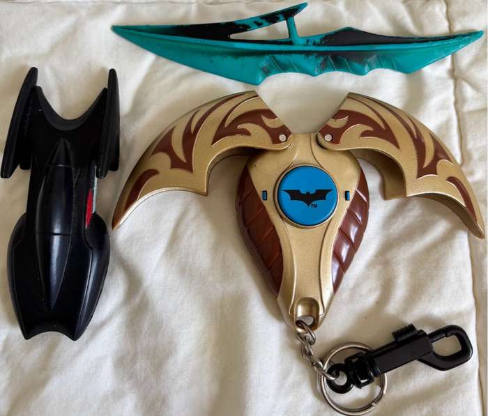 Batmobile 2000, Batman Begins Morphing key ring, Batgirl Battle Blade 1997