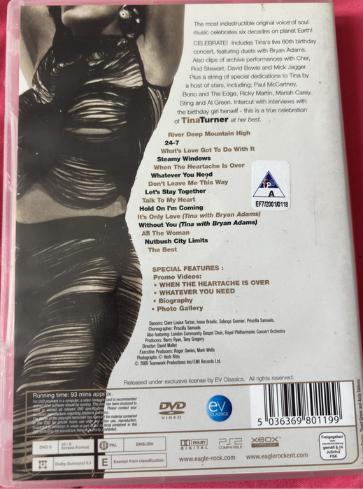 Music DVD Tina Turner Celebrate & Robbie Williams where egos dare