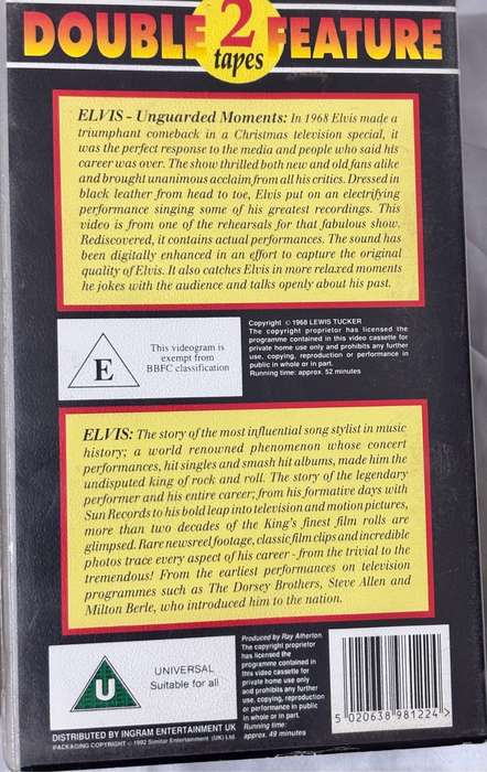 Elvis Presley VHS 1956 In the Beginning and Double Feature