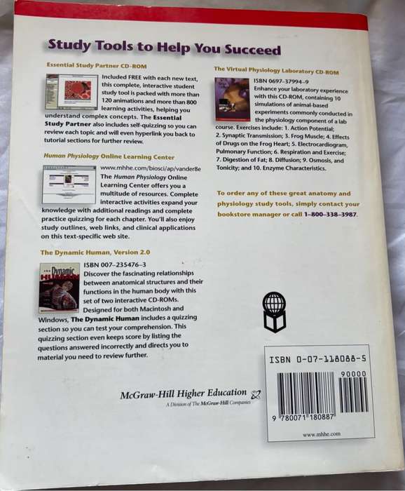 Human Physiology The Mechanics of Body Function 8th Edition Vander, Sherman, Luciano