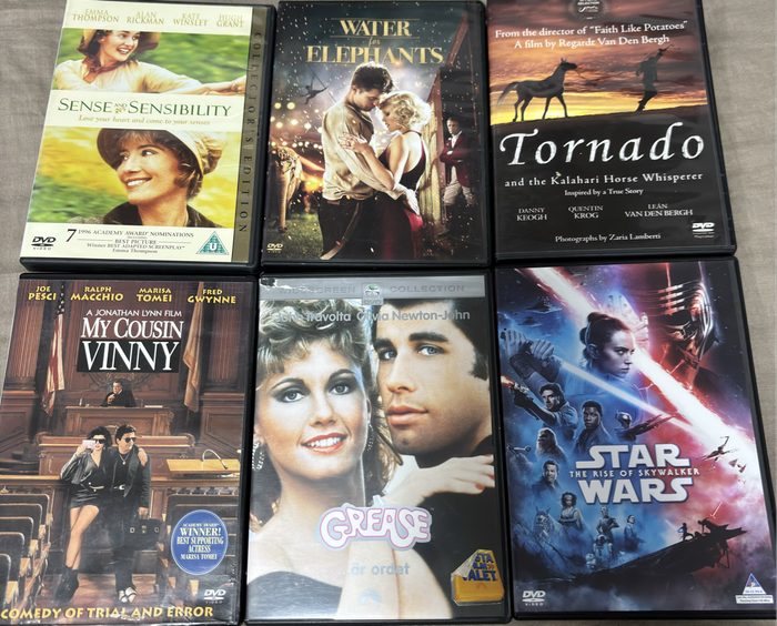 6 DVD lot Sense and Sensibility, Grease, Water for Elephants plus 3