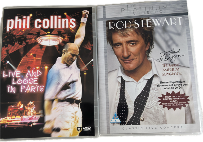 2 Music DVDs Phil Collins live & Rod Stewart Live Rare Combination