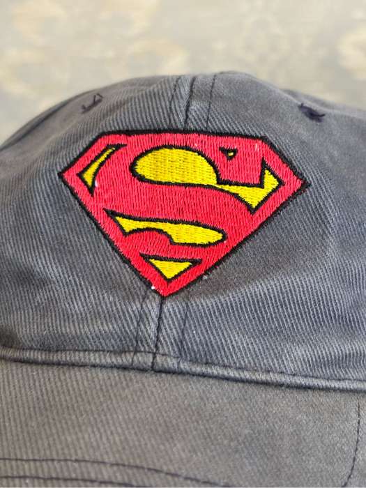Superman Embroidered Baseball Hat Grey Vintage