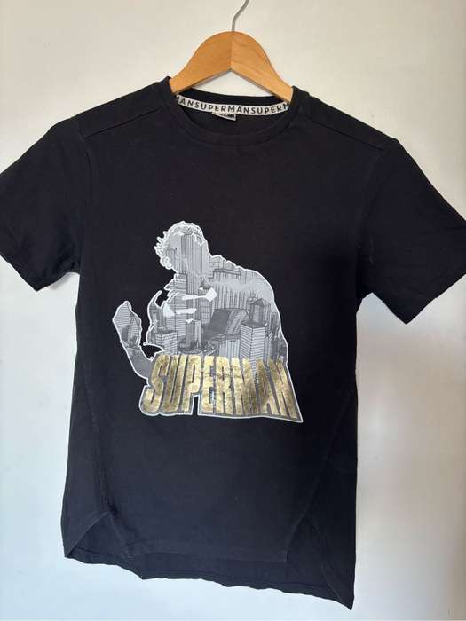 Superman T Shirt Black Boys 13/14 Years Vintage
