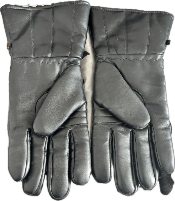Motor Cycle Gloves Black Faux Leather Fur Inside