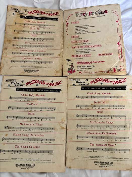 Mary Poppins x 1, Sound of Music x 3 Sheet Music Lot Original 1963/64