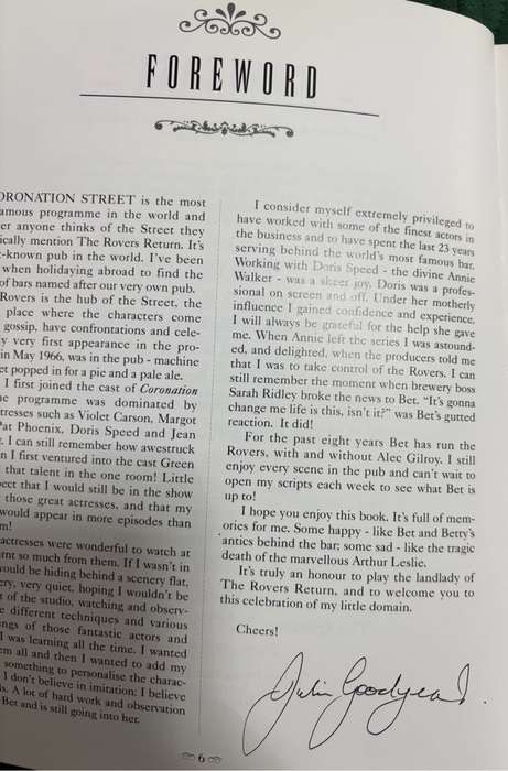 Life and Times at the Rovers Return Coronation Street foreword Julie Goodyear Signed