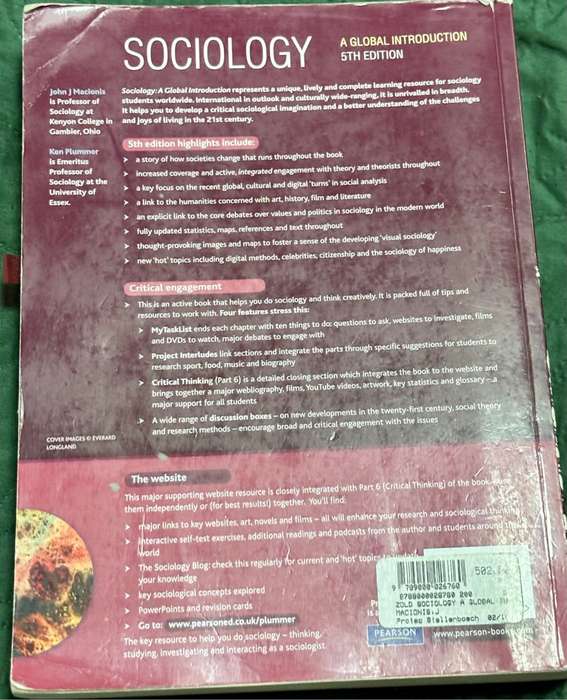 Sociology 5th Edition John J Macionis & Ken Plummer