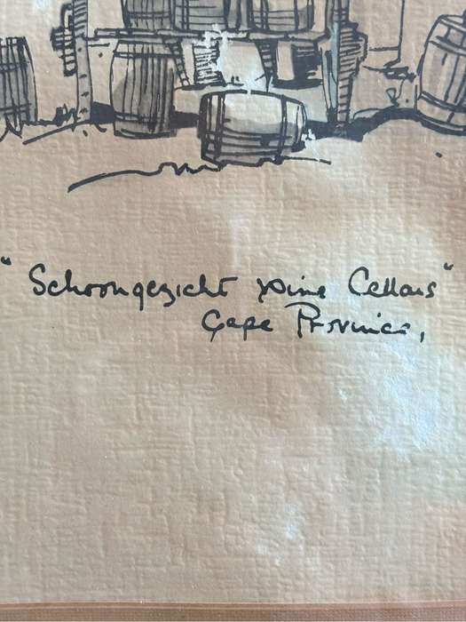 Philip Bawcombe Print Schoongezicht Wine Cellars signed 50cm x 60cn with Frame