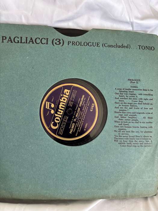 Opera in English Rare 1st Recording 1927 Pagliacci Durable Case