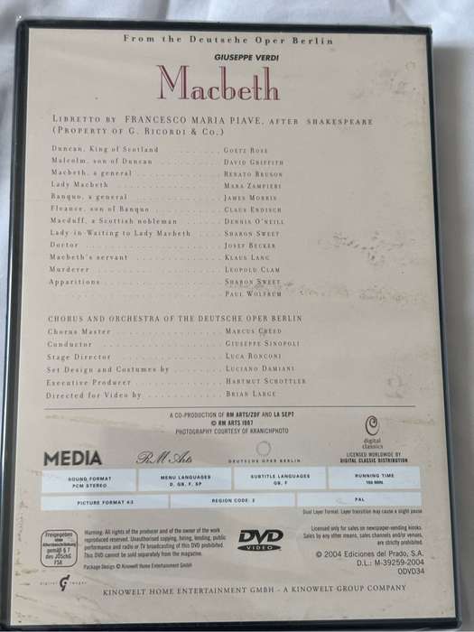 New DVD Opera Collection Lot 5, Macbeth, Arabella, Siegfried, Salome and Lelisir damore