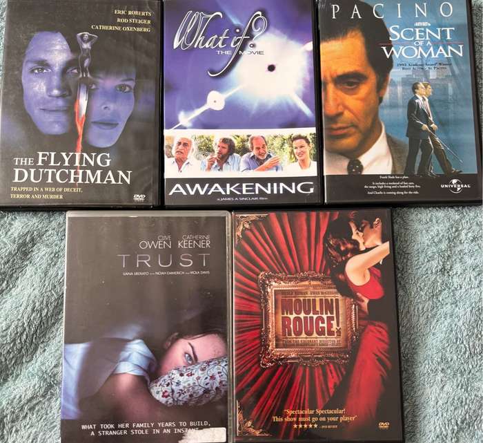 DVD x 4, Moulin Rouge, Flying Dutchman, What If, Scent of a Wild man & Trust