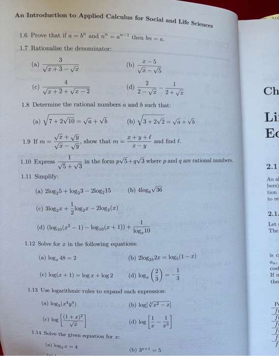 An Introduction to Applied Calculus for Social and Life Science