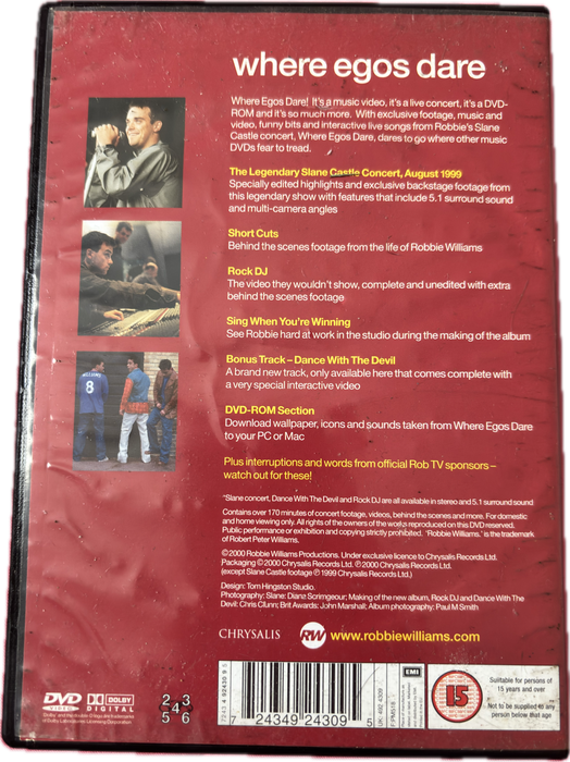 Music DVD Tina Turner Celebrate & Robbie Williams where egos dare