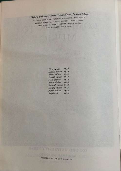 The Oxford Companion to Music by Percy A Scholes 1963 with 185 Plates Rare Collectable