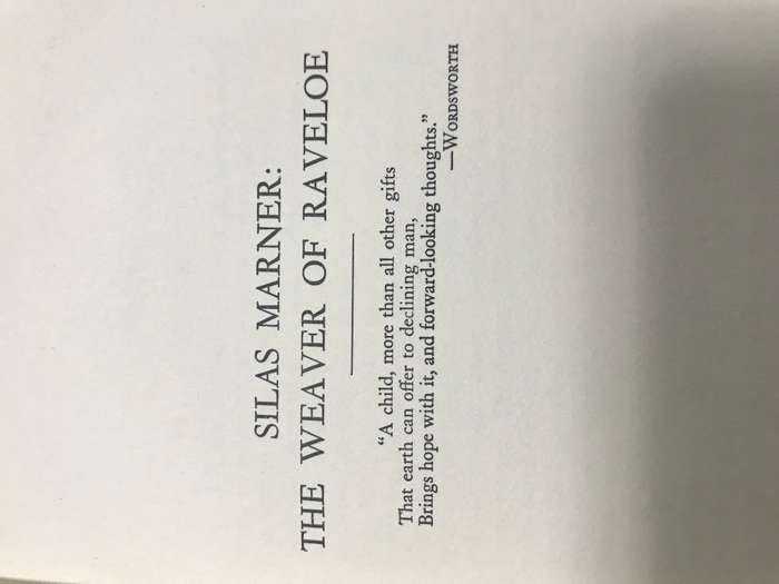 Silas Marner : The Weaver of Raveloe, George Eliot, Hardcover, Printed USA