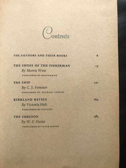 THE SHOES OF THE FISHERMAN, THE SHIP, KIRKLAND REVELS, THE SURGEON Hardcover 1st edition