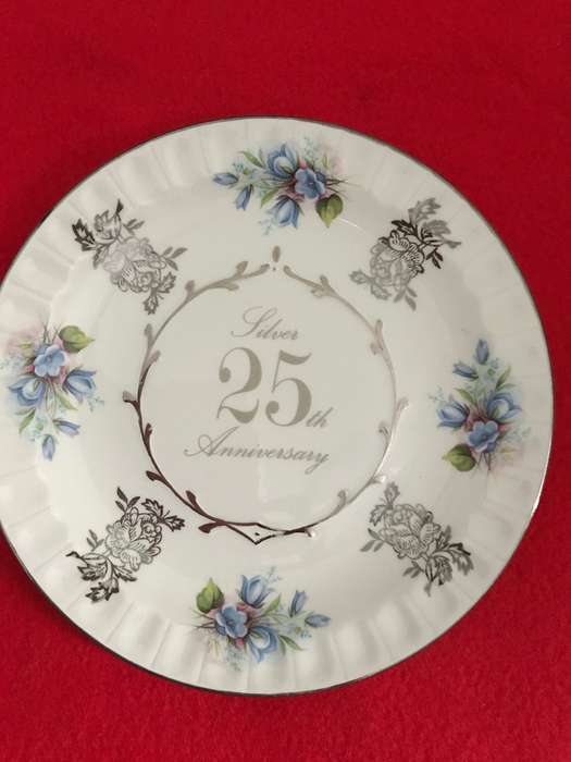 Avon by Wood & Sons Staffordshire England  Silver 25th Anniversary Plate