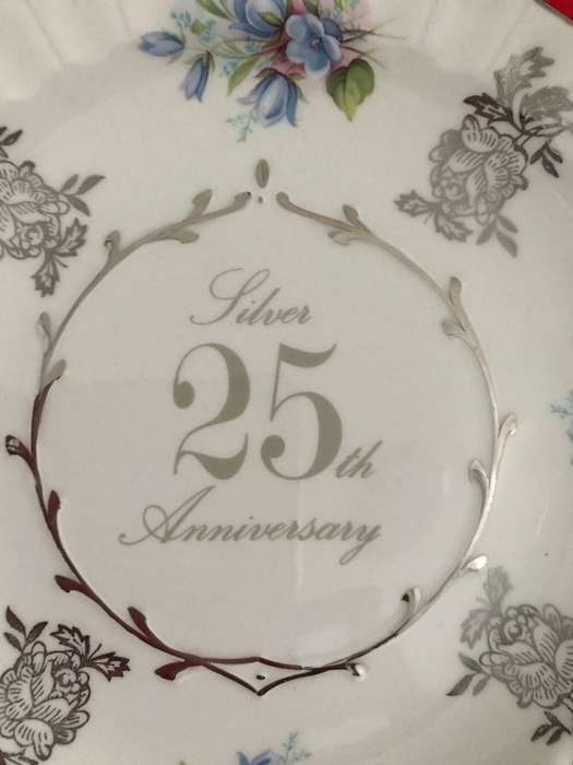 Avon by Wood & Sons Staffordshire England  Silver 25th Anniversary Plate
