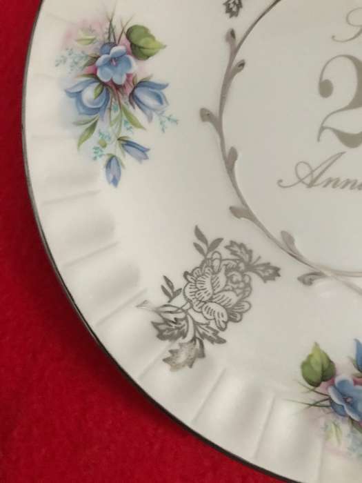Avon by Wood & Sons Staffordshire England  Silver 25th Anniversary Plate