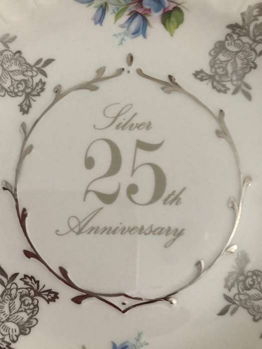 Avon by Wood & Sons Staffordshire England  Silver 25th Anniversary Plate