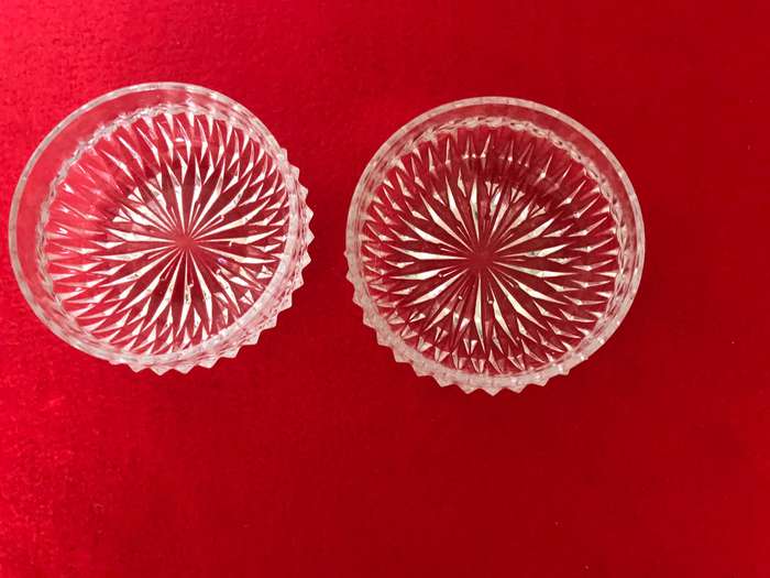 Antique Brilliant Deep Cut Diamond Shaped bowls x 2