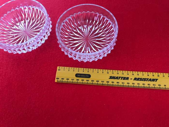 Antique Brilliant Deep Cut Diamond Shaped bowls x 2