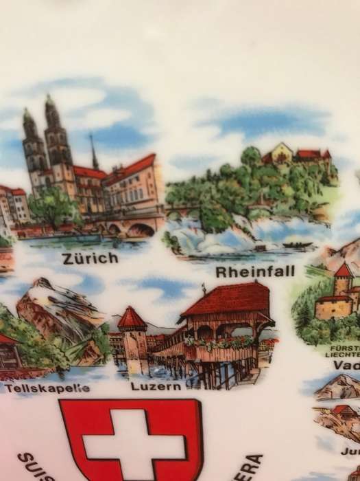 1970s Suisse Schweiz Svizzera Switzerland Souvenir Collector Plate E&A Böckling Neudenau, 20cm