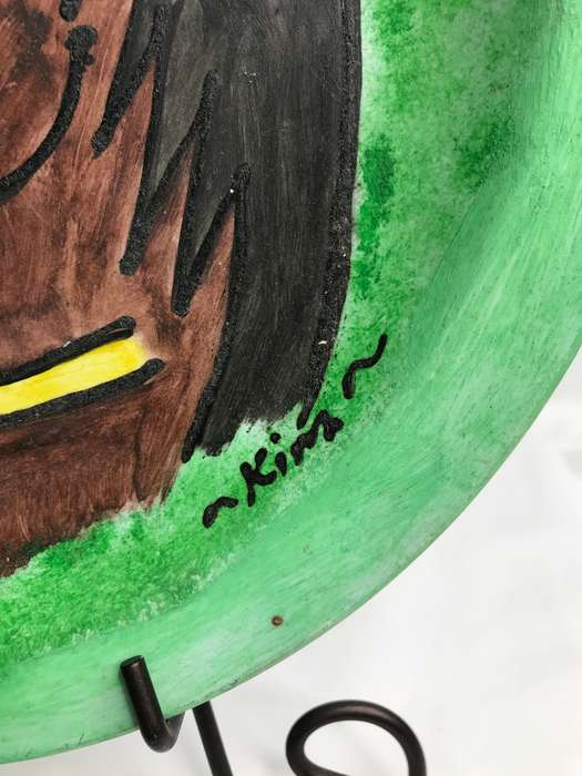 Art Plate Hand Panted Head of Horse signed by artist Kim Wall Hang Display art 27cm diameter