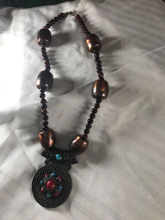 Chunky Pendant and beaded necklace