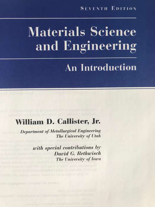 Materials Science and Engineering an Introduction William D. Callister, Jr hardcover