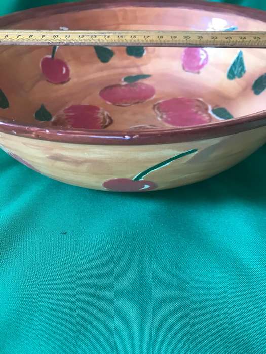 Hand painted apples  and cherries  Salad Bowl