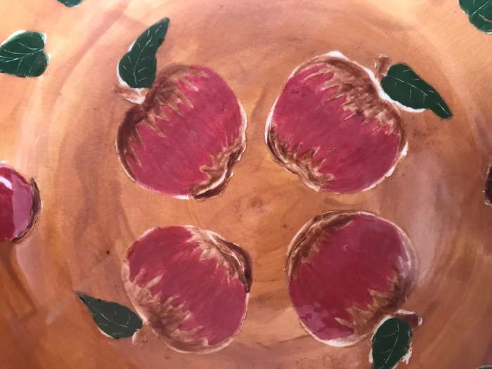 Hand painted apples  and cherries  Salad Bowl