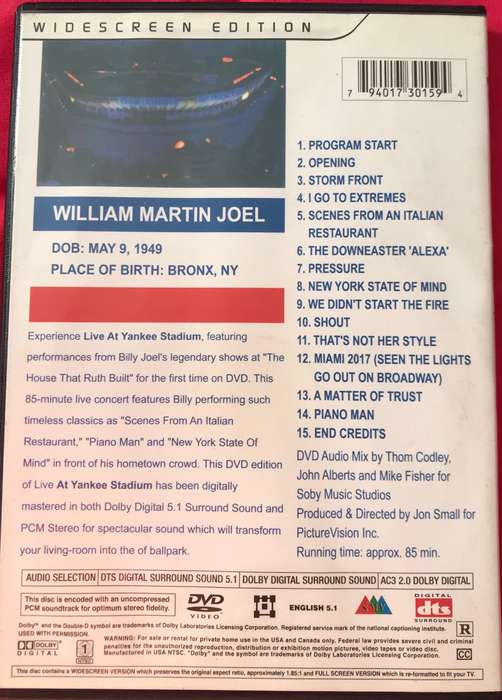 Music DVD Combo Paul Simin Graceland African Concert + Billy Joel Live at Yankee Stadium
