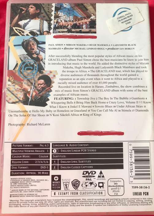 Music DVD Combo Paul Simin Graceland African Concert + Billy Joel Live at Yankee Stadium